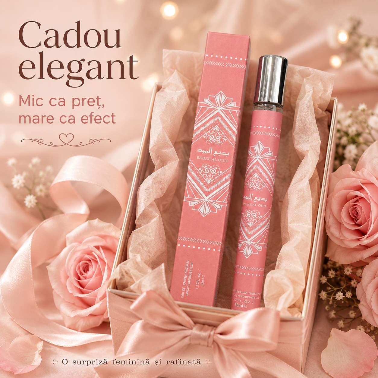 Gama olfactivă Badee Al Oud Rose Milk, parfum dulce, pudrat, migdalat, vanilat, moscat și lemnos pentru femei